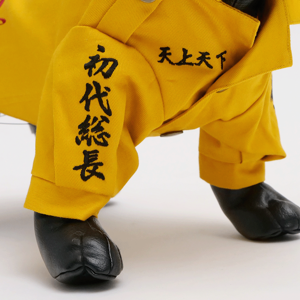 ペット用の黄色の特攻服の足元のアップ写真2