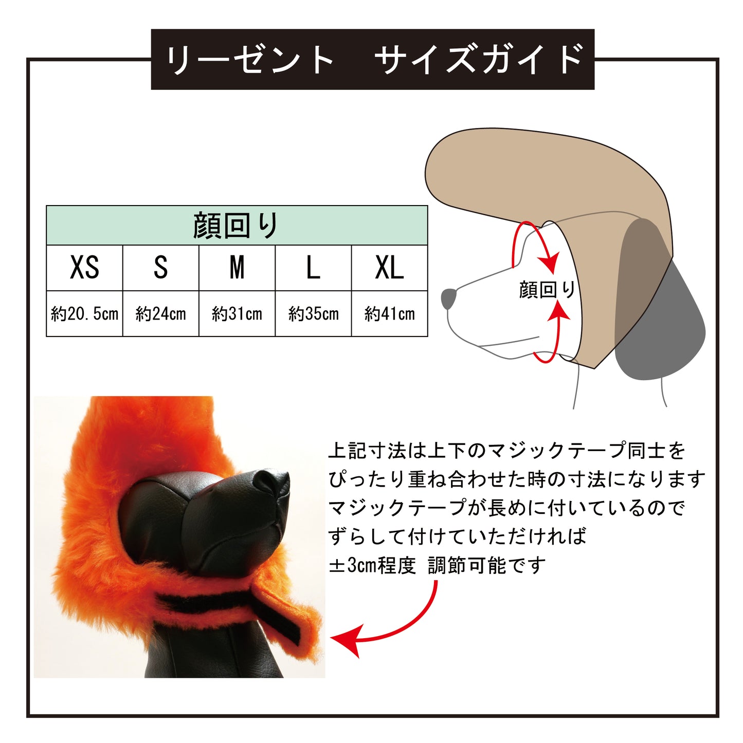 ペット用リーゼントサイズガイド