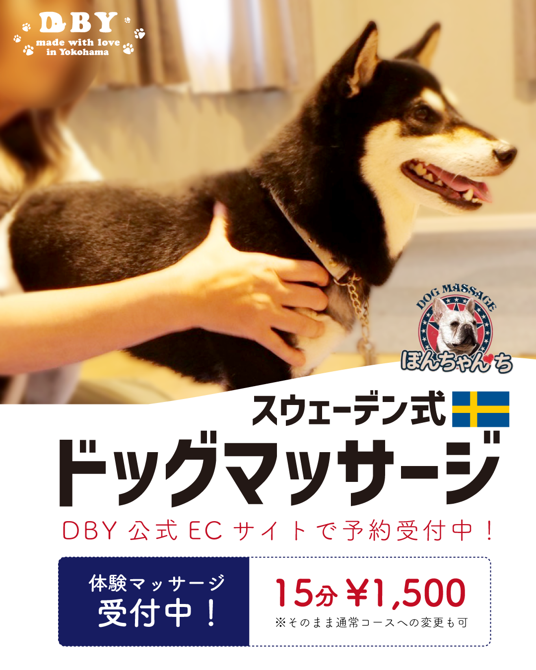 スウェーデン式ドッグマッサージ体験コース告知